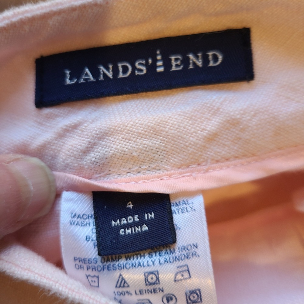 Lands End Womens Peach Pink 100% Linen Wide Leg High Rise Trousers Size 4 - Picture 5 of 5